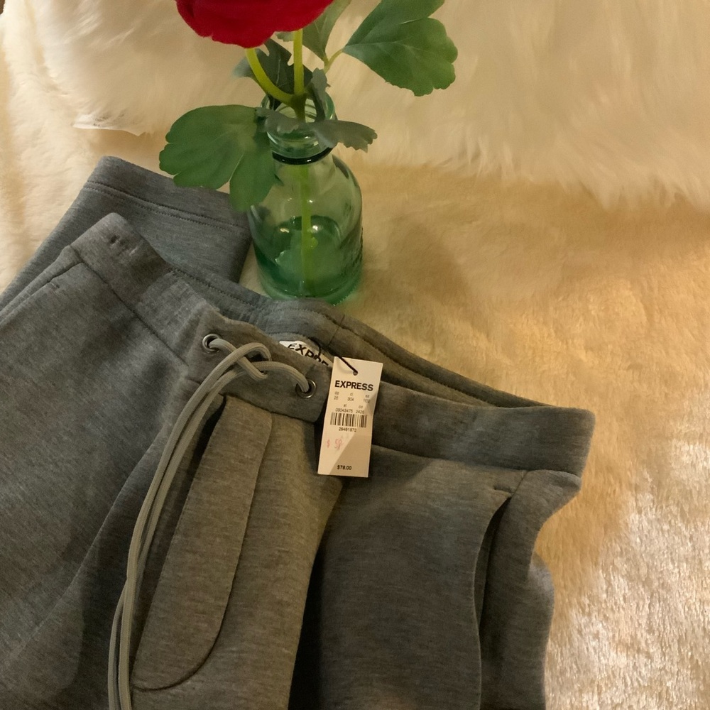 NWT Express - Gray drawstring waist, straight leg pantsuit. Sz S - Picture 10 of 11